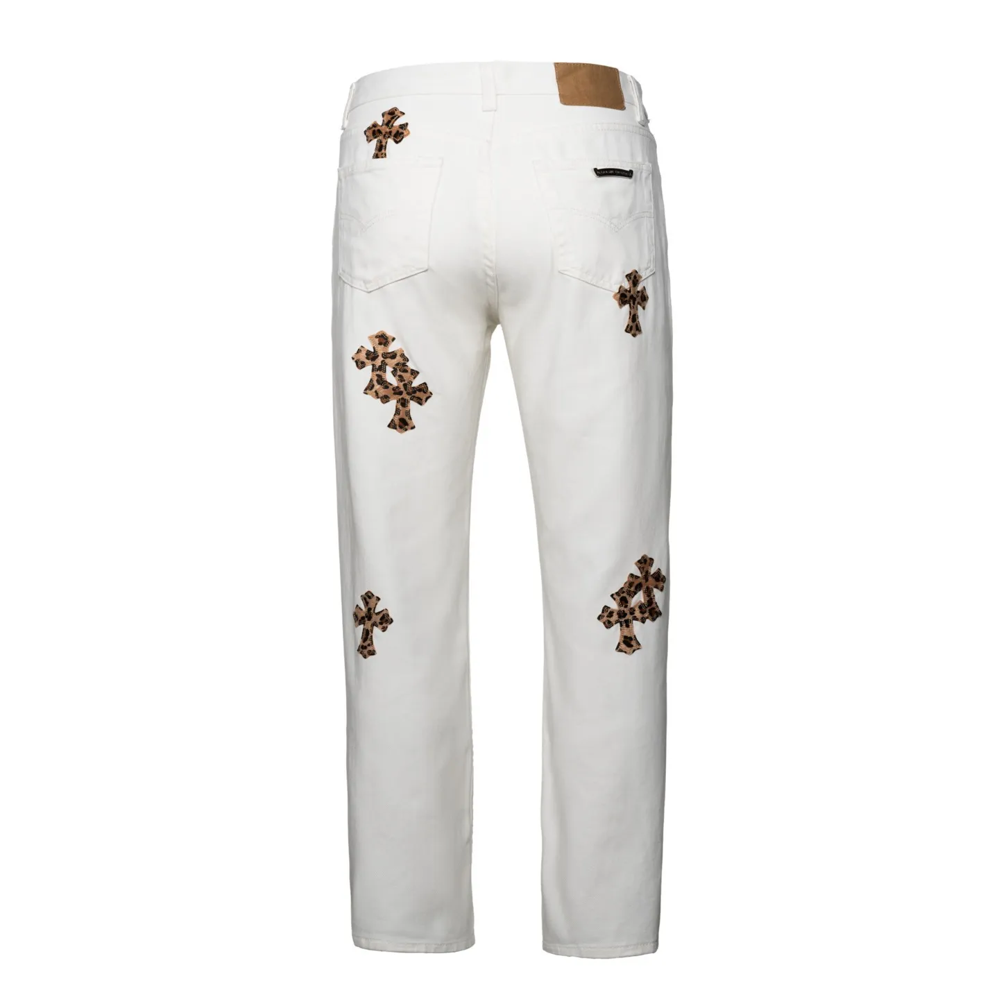 P200 Chrome Hearts 24SS white-bottom leopard-print and leather high-street jeans - Chrome Hearts' most popular color pants are made of beaded canvas fabric. Heavy washing makes the upper body of the fabric more textured and the pants are tall and straight! The three-dimensional cutting of the whole trousers is a masterpiece! The hardware is customized by zp. The beaded canvas fabric is thick and soft after being washed. It has good breathability. Customized small leather label. Unique design. The details are simple and elegant, and the workmanship is exquisite. The whole trousers are neatly routed and the details are in place! It’s so cool that both men and women can easily control the genderless trend! Style number: 1641# Size: 28 30 32 34 Color: white
